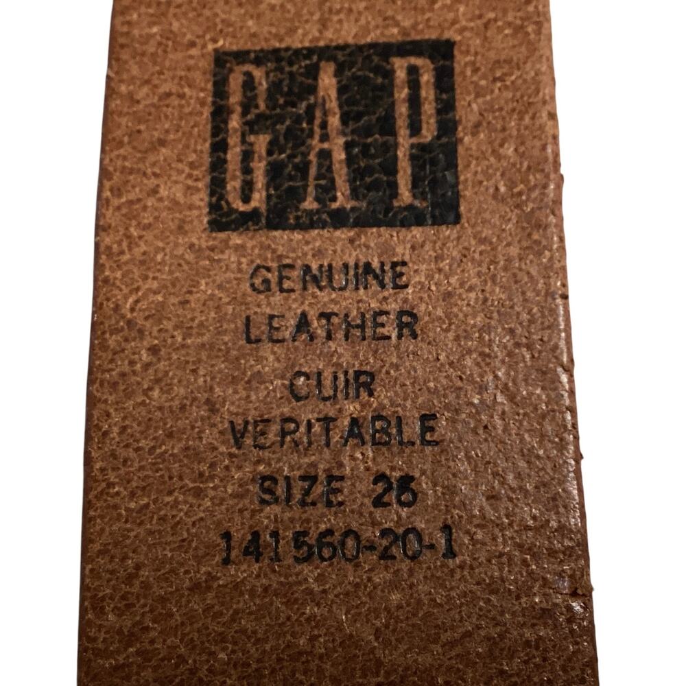 Vntg 90’s Gap tan genuine leather buckle cloisonné-style enamel flowers size 26 - Picture 4 of 5